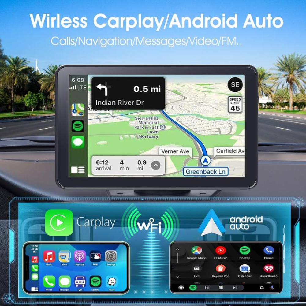 7" HD Portable Wireless Carplay Car Stereo