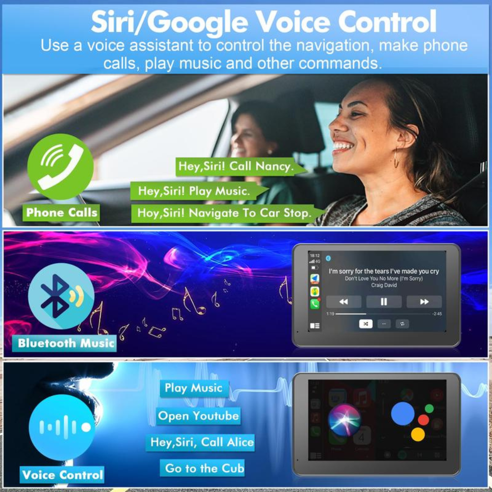 7" Wireless CarPlay Screen for Andriod & Iphone