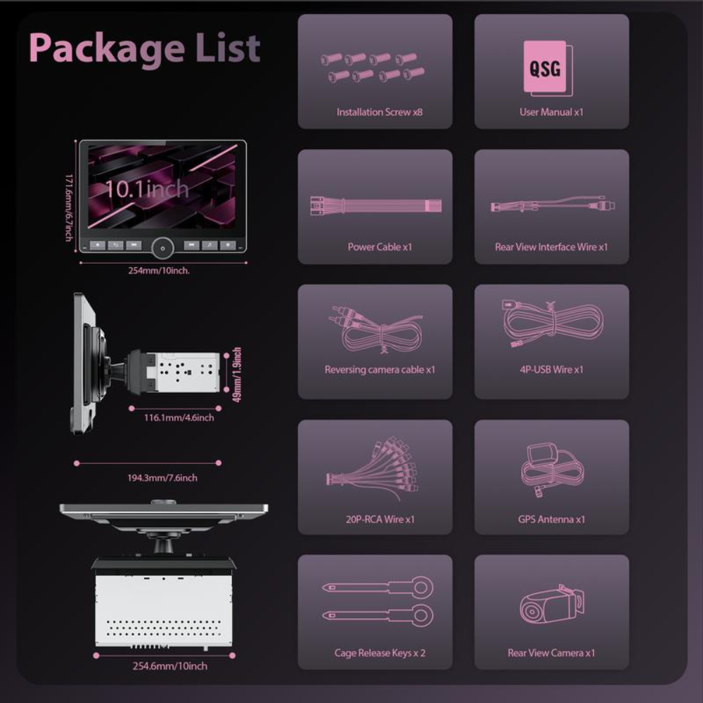 10.1" Car Stereo - 360° Rotatable Screen